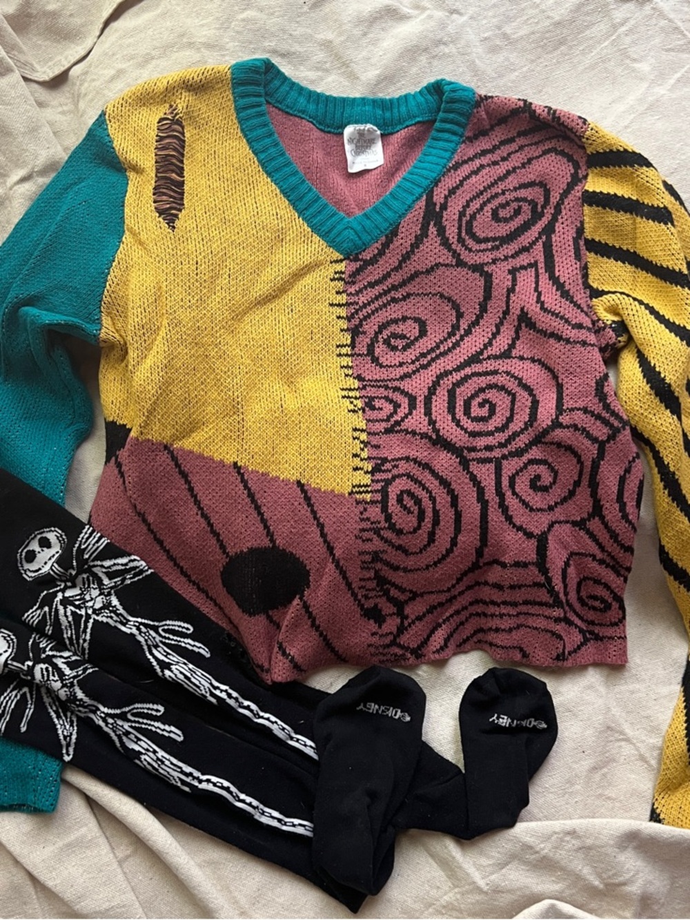 Disney Nightmare Before Christmas Sally sweater and Jack Skeleton Socks
